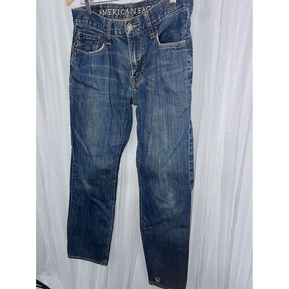 American Eagle Original Straight Jeans Mens 29x30 Dark Wash Blue Denim